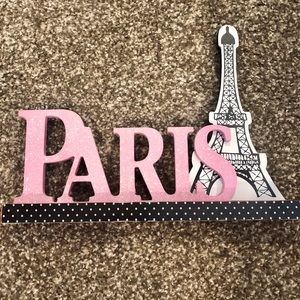 Paris Eiffel Tower Sign Decoration Pink Sparkle